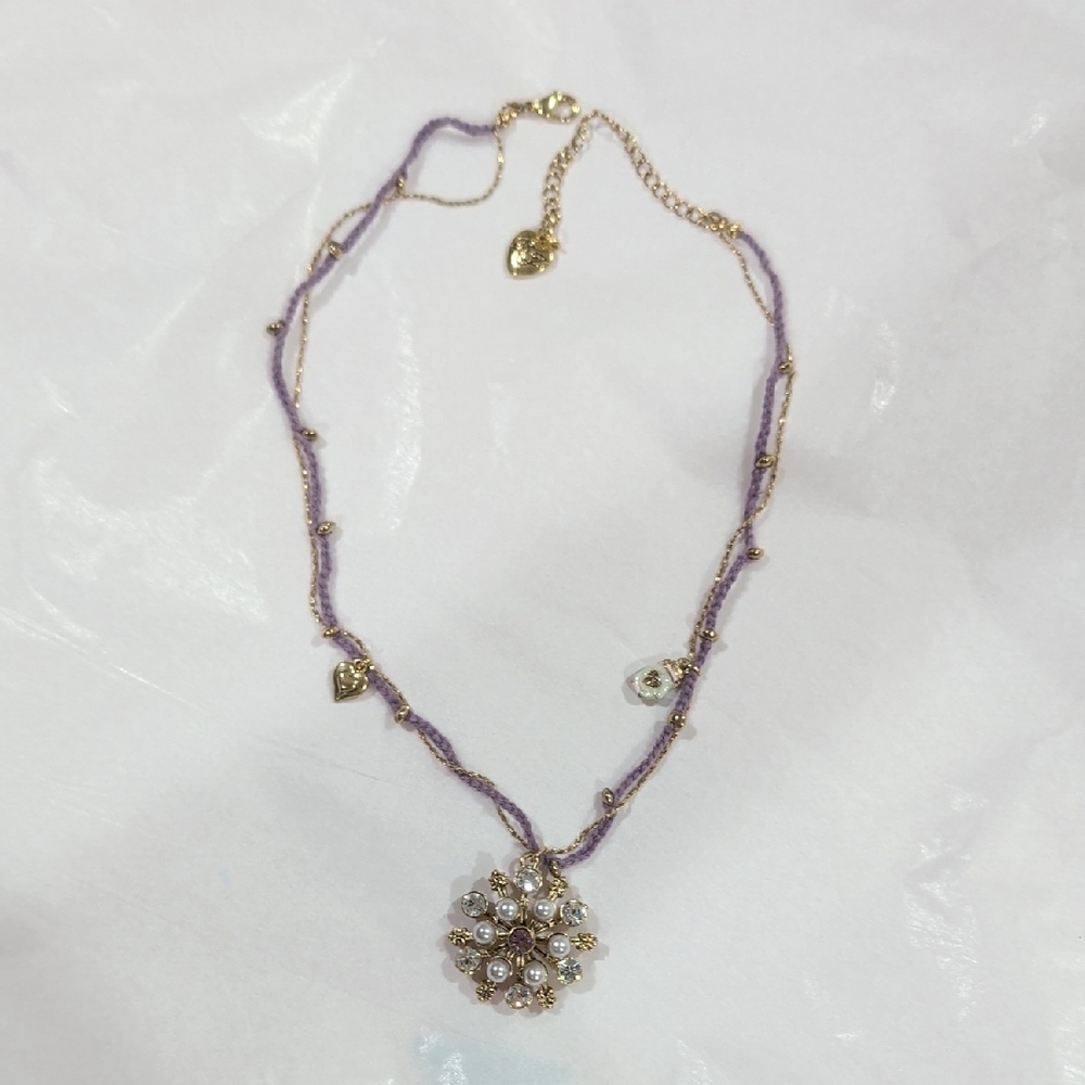 Betsy Johnson Elegant Gold and Purple Pendant Necklace - Picture 3 of 8
